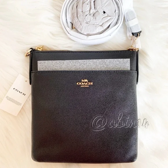 NWT Coach Black Leather Messenger Crossbody Bag Purse - Picture 5 of 6